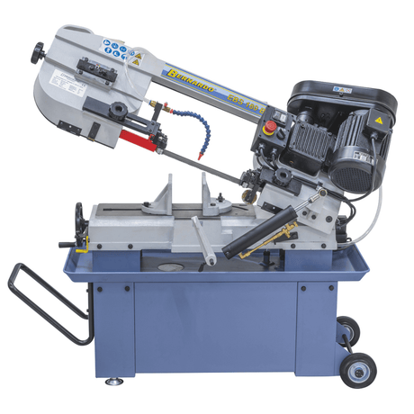 Sega a nastro Bernardo EBS 180 B / 400 V con quattro velocità, refrigerazione integrata, morsa rapida e capacità di taglio fino a 180 x 300 mm.