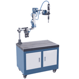 Filettatrice pneumatica Bernardo TM 12 P / R 1500 con braccio orientabile R1500 e gruppo motore inclinabile fino a 90°, ideale per officine e lavorazioni industriali.