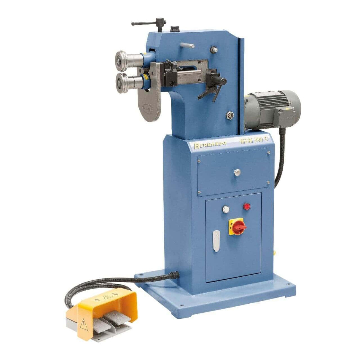 Bernardo Bordatrice elettrica MSM 300 C con gola da 290 mm, rulli tipo A2, pedale e arresto pezzo inclusi.