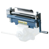 Calandra Bernardo HR 300 da banco con rulli in acciaio rettificato, ideale per fili, tubi e lamiere sottili fino a 300 mm.