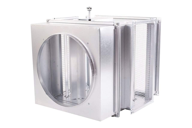 Camera di miscelazione Reventon MC per modelli HC50–80, progettata per combinare aria esterna e aria di ricircolo, migliorando l’efficienza termica e la qualità dell’aria negli ambienti industriali. Struttura compatta e resistente, facilmente integrabile con gli aerotermi della serie HC.