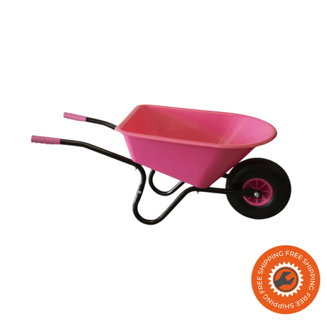 Carriola Ravendo BJ 350 PP PUR Pink con vasca da 35 litri e ruota antiforatura, perfetta per giardinaggio e piccoli lavori.