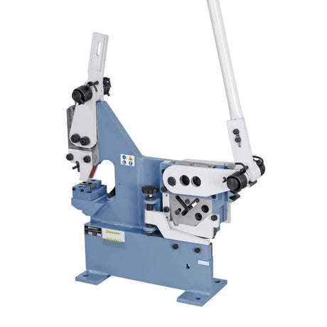 Cesoia a leva e punzonatrice universale Bernardo PBS 22 LS con lama in acciaio temprato e unità di foratura fino a Ø 20 mm.