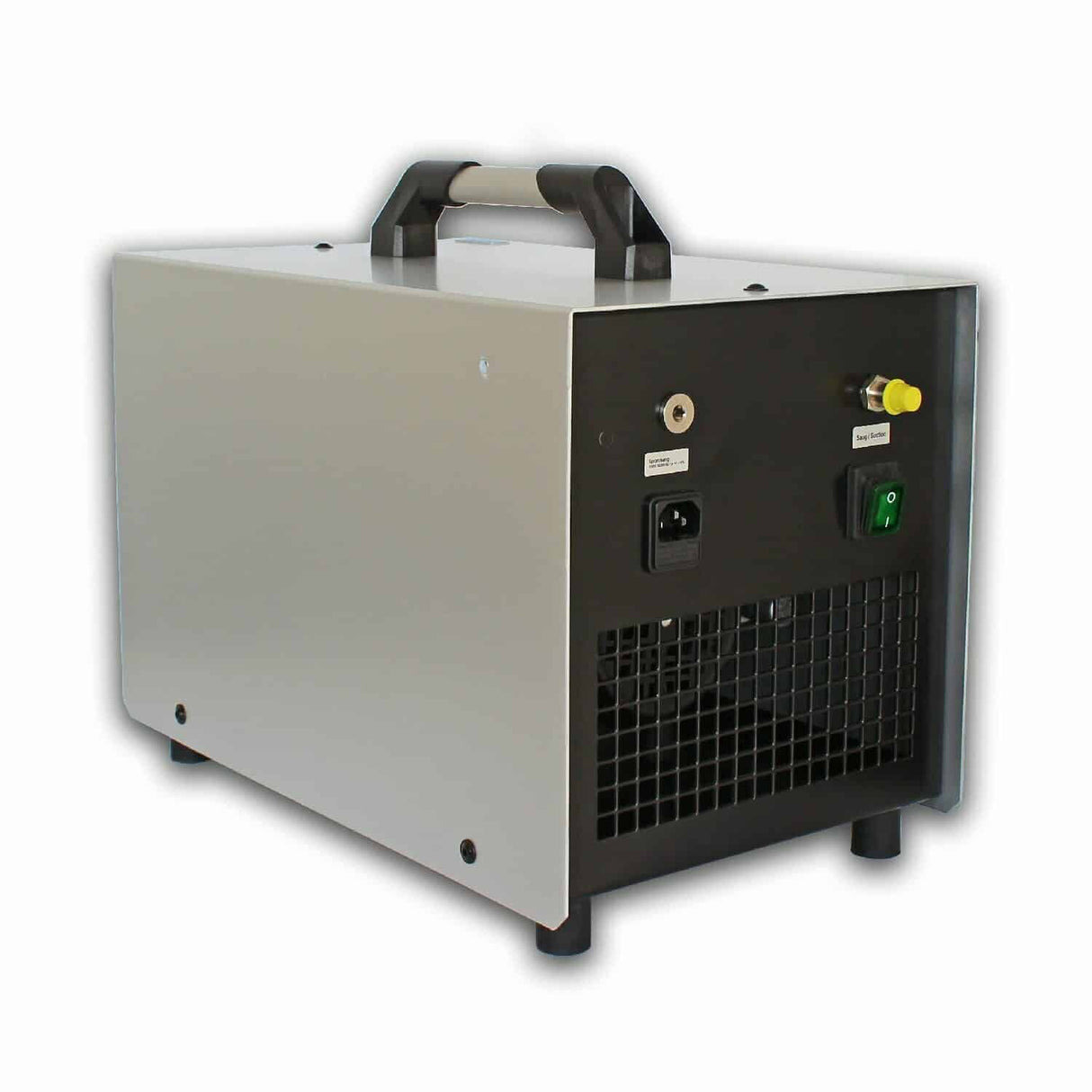 Compressore Air C3: unità compatta con struttura in metallo verniciato, dotata di motore elettrico e predisposizione per collegamenti aria, progettata per garantire un’erogazione stabile e silenziosa in applicazioni industriali o tecniche.