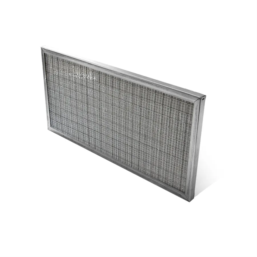 Vista laterale del filtro elettrostatico esterno montato su un AFlux, con evidenza del design compatto e dei collegamenti rapidi per la ventilazione dell’aria filtrata.