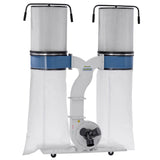 Impianto di aspirazione Bernardo DC 550 CF 400 V con struttura in acciaio e doppio sacco da 300 litri, progettato per aspirare polveri sottili e trucioli di legno con potenza e affidabilità.