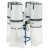 Impianto di aspirazione professionale Bernardo DC 850 CF 400 V, dotato di 4 filtri FP 2 e 4 sacchi da 190 litri, ideale per aspirare trucioli e polveri sottili in grandi officine e reparti di falegnameria.