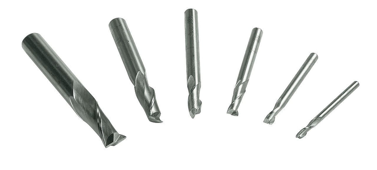 6-piece milling cutter kit with 3-10 mm shank