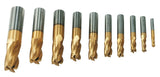 HSS Tin Coated Shank Milling Cutter Kit, 10 Pieces