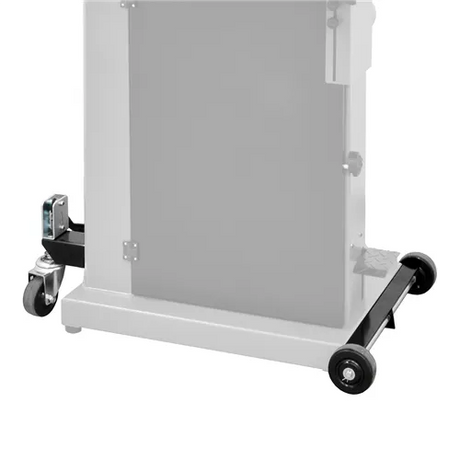 Sistema di ruote robuste con meccanismo a pedale per il trasporto semplice e sicuro della sega a nastro Laguna 18BX.