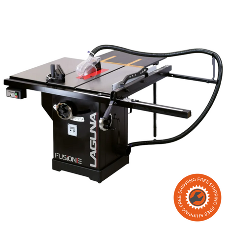 Immagine della Fusion 3Dro in laboratorio, con ampio piano in ghisa, guida parallela robusta e display digitale per l'inclinazione della lama. Soluzione ideale per falegnamerie avanzate.