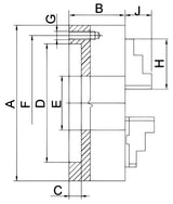 PS3-250 Cast Iron 3-Jaw Chuck 