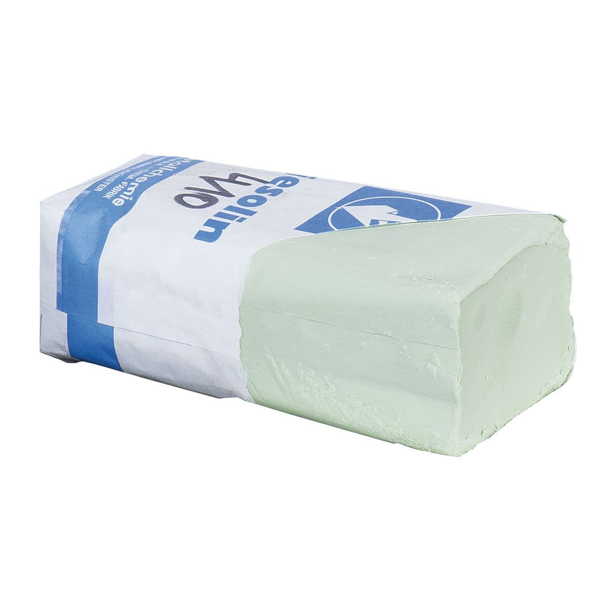  Panetto da 1,1 kg di pasta abrasiva verde Kiesolin 410 per prelucidatura su acciaio inox, con granulometria lucida e forte adesione ai dischi in sisal.