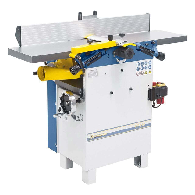 Pialla a filo e spessore Bernardo PT 310 con larghezza di lavoro 310 mm e albero a 3 lame HSS, robusta e professionale per falegnamerie.