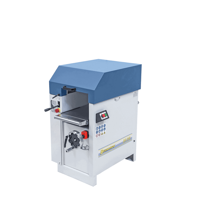 Pialla a spessore Bernardo DH 310 400 V con tavolo in ghisa rettificata, display digitale e albero pialla a 4 coltelli HSS, ideale per lavorazioni precise e professionali del legno.