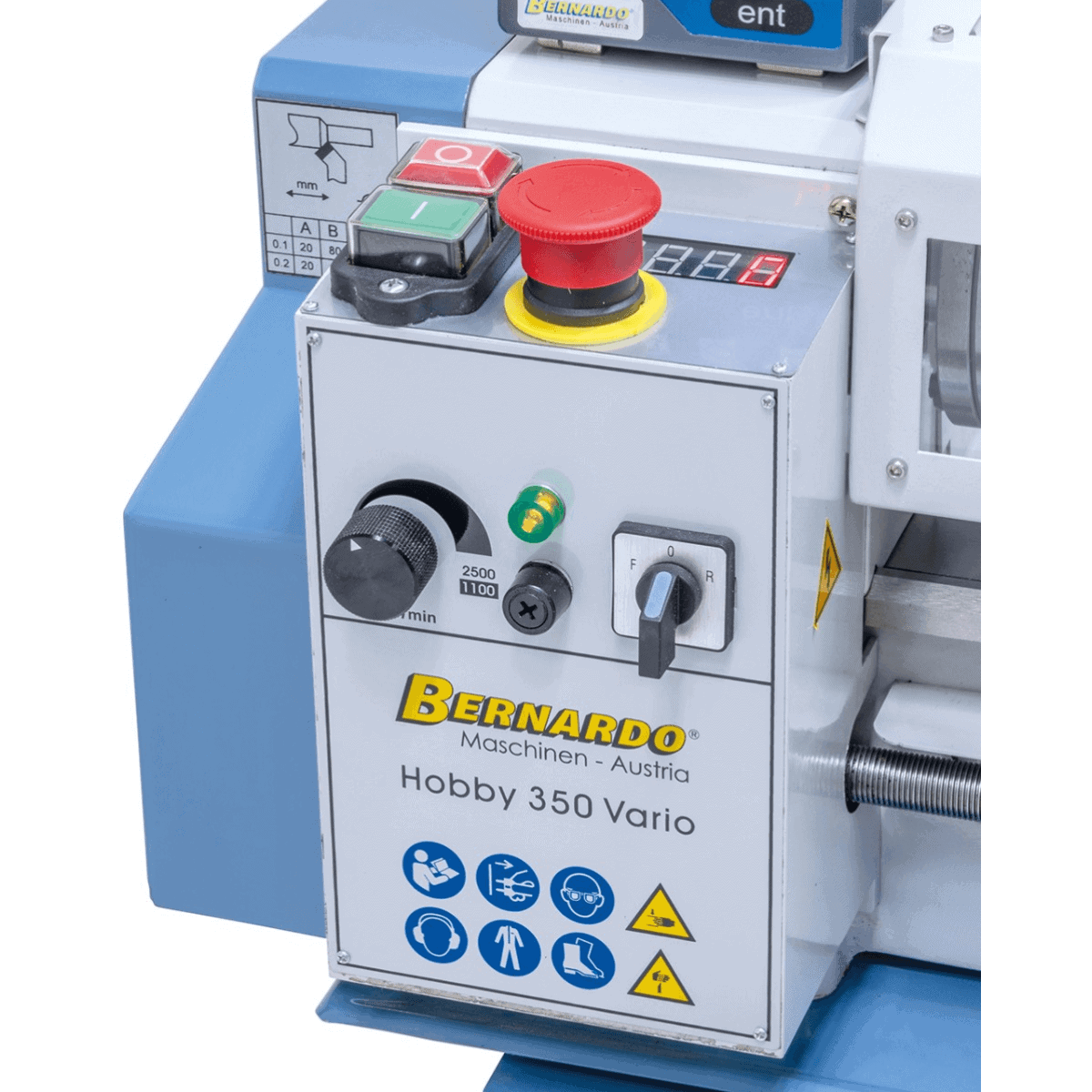 Hobby 350 Vario / 230 V lathe with 2-axis digital display DT 40