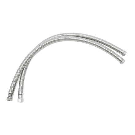 Raccordi flessibili da 100 cm (confezione da 2 pezzi), ideali per collegamenti idraulici rapidi e sicuri, garantendo flessibilità, tenuta e resistenza alle vibrazioni nei sistemi di riscaldamento e ventilazione.