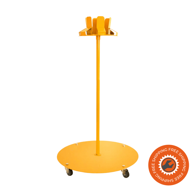 Carrello portarifiuti Ravendo BBST 6 in acciaio verniciato a polvere, con capacità fino a 6 sacchi, ruote solide Ø75 mm e set di pittogrammi inclusi per raccolta differenziata.