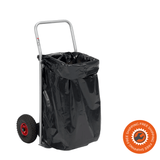 Carrello Ravendo BBT 2-in-1 in acciaio argento con supporto per sacchi removibile e ruote pneumatiche, capacità fino a 150 kg.
