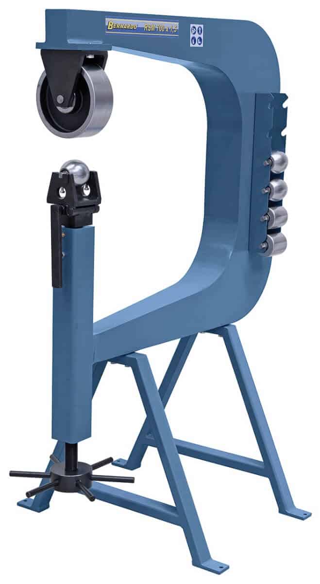Bernardo Ruota Inglese RSM 700 x 1,5 con telaio rinforzato, 5 rulli inferiori, 1 rullo superiore e sgancio rapido della ruota inferiore.