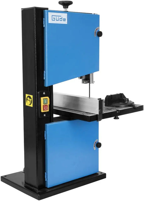 Sega a nastro Güde GBS 200 con piano inclinabile in alluminio, struttura in metallo e lama da 1425 mm per tagli accurati e stabili.