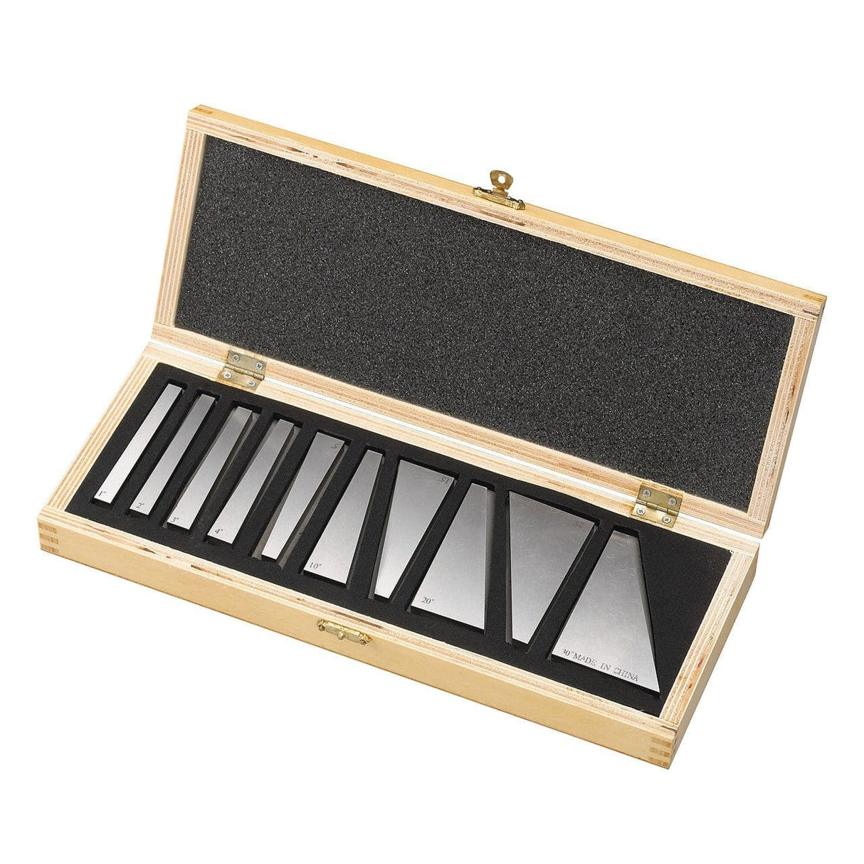 10-piece precision angle gauge set.