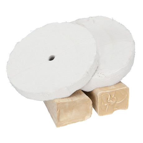 Kit composto da 4 dischi Ø 200 mm con foro 16 mm per lucidatura di plexiglass e superfici plastiche, ideale per finitura brillante e uniforme.