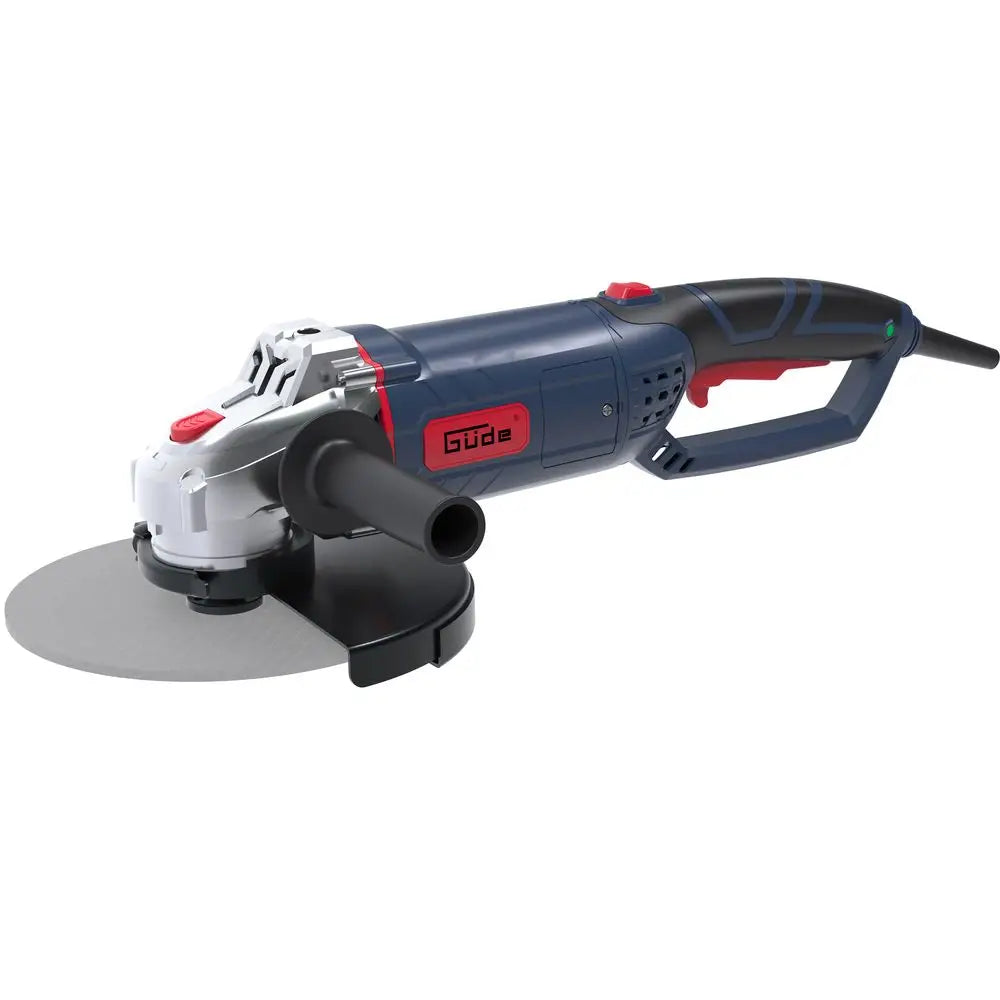 Smerigliatrice angolare Guede WS 230-2350 R da 2350 W con manico rotante, soft-start, calotta regolabile e impugnatura a 3 posizioni per uso professionale.