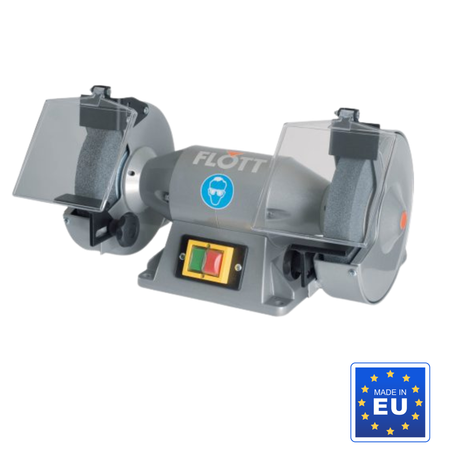 Smerigliatrice doppia professionale Flott TS 175 SD P con protezioni laterali chiuse, supporti regolabili e mole incluse.