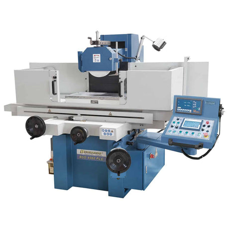 Bernardo BSG 4080 PLC con tavola 405 x 815 mm, piastra magnetica 400 x 800 mm, mola Ø 350 mm e controllo Siemens touchscreen.