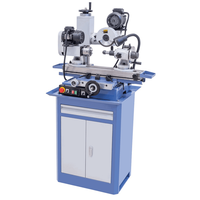 Bernardo Smerigliatrice universale UWS 350 con piano inclinabile, testa regolabile, unità con mandrino a 3 griffe e dotazione completa di accessori.