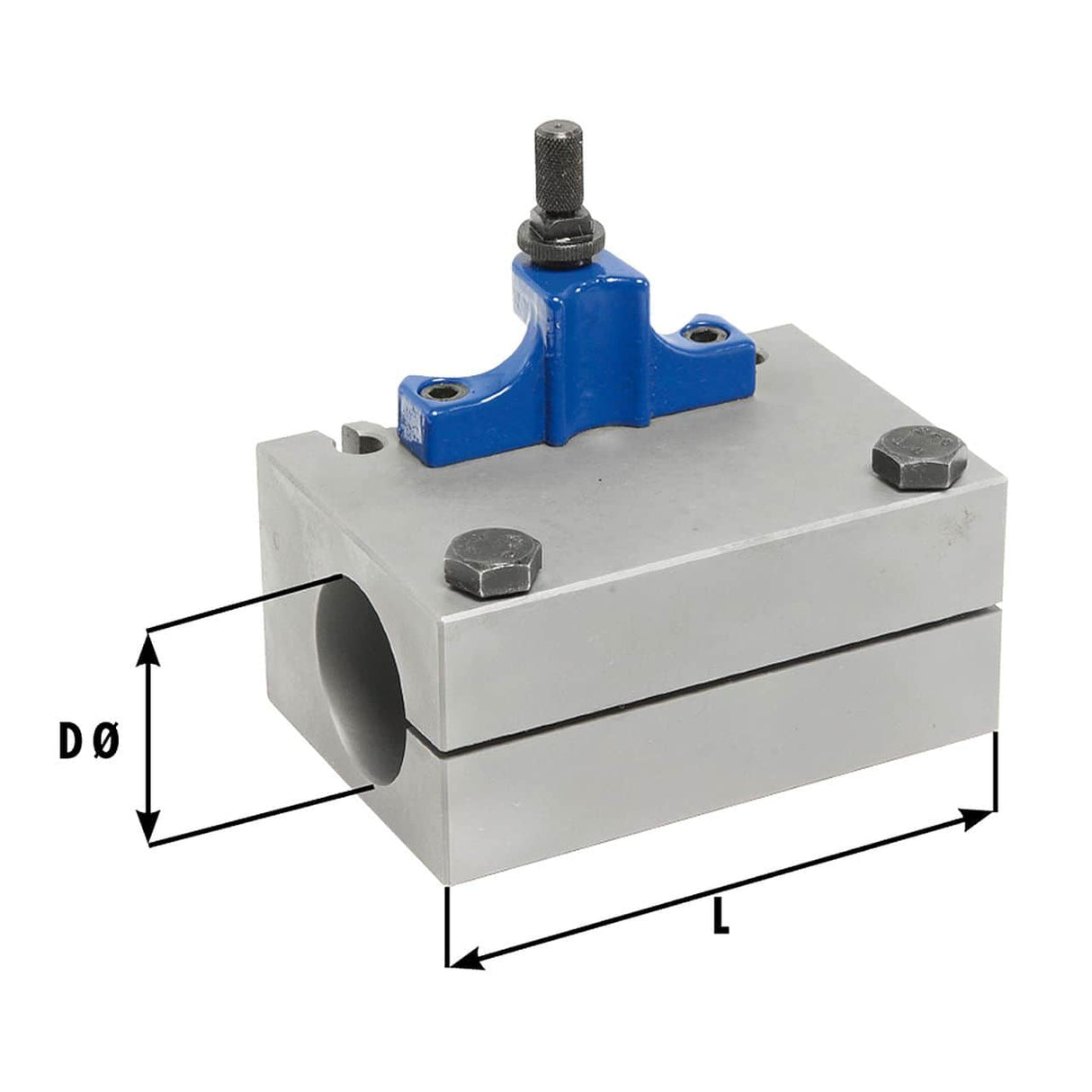 Interchangeable holder with a prismatic insert diam. 30 x 80 mm for dimensions A