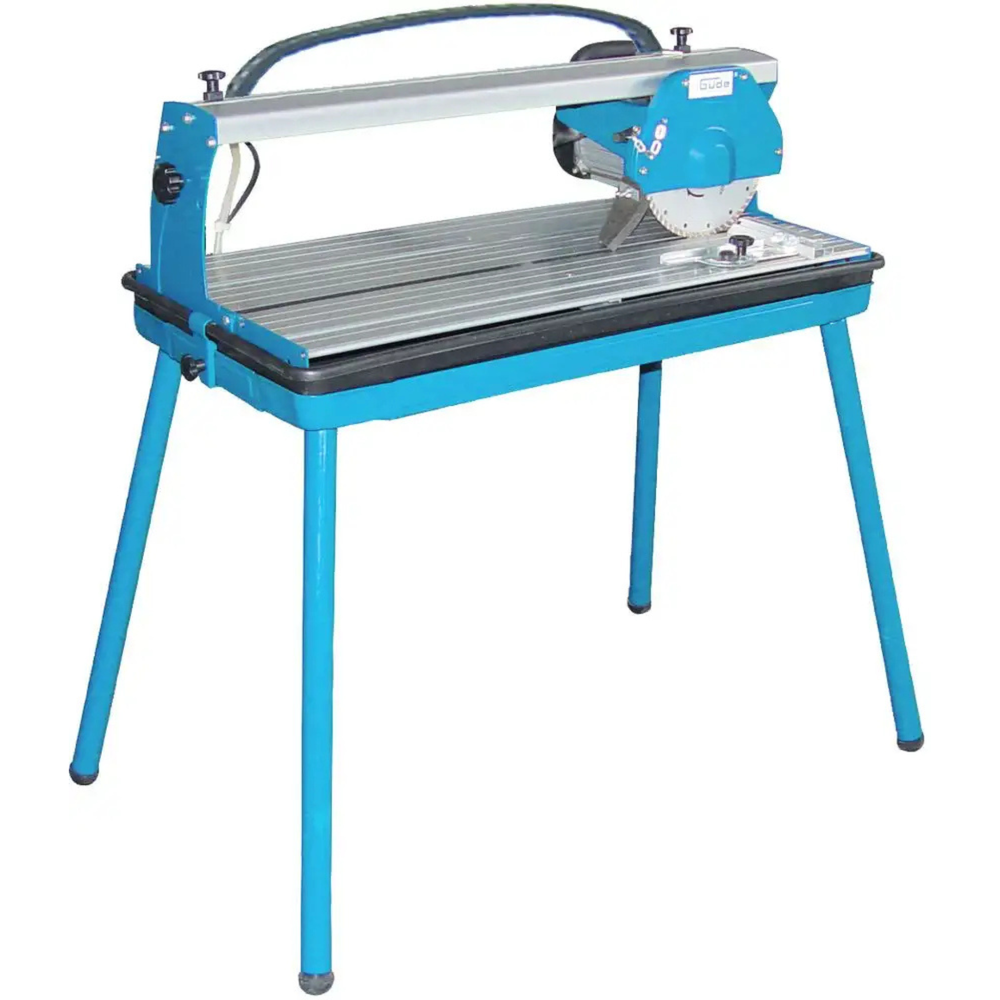 Tagliapiastrelle radiale Guede RFS 200 con disco diamantato da 200 mm, taglio ad acqua e guida di precisione, ideale per piastrelle e gres.