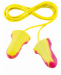 Tappi per le orecchie Ardon LASER LITE color giallo-rosa, in morbida schiuma PU, con filo di collegamento e protezione fino a 35 dB.