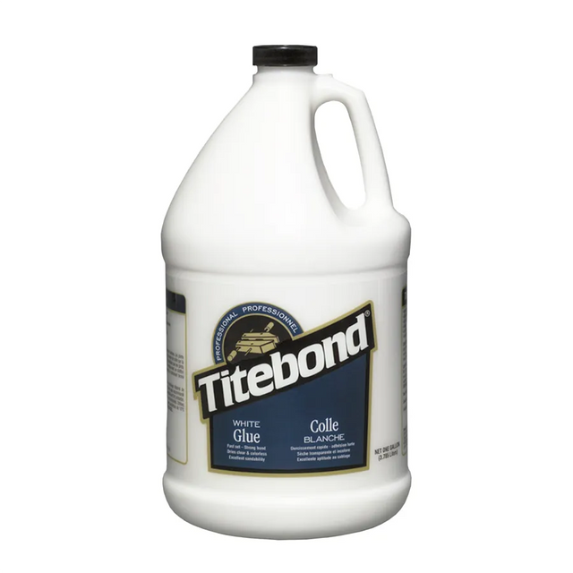 Flacone da 3,78 L di Titebond White Glue, colla bianca per legno con elevata aderenza iniziale, resistente all’acqua D4 e facile da pulire con acqua.