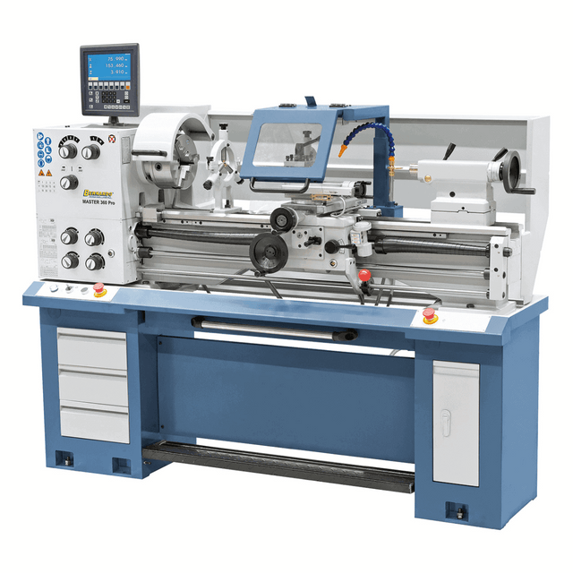 Tornio parallelo Bernardo Master 360 Pro con distanza tra le punte 1000 mm, foro mandrino 52 mm e accessori completi inclusi.