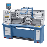 Tornio Bernardo Master 400 Top con distanza punte 1000 mm, foro mandrino Ø 52 mm e motore 1,5 kW, completo di DRO digitale a 3 assi.