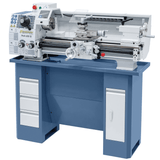 Tornio Bernardo Profi 650 G con distanza punte 650 mm, 12 velocità e motore 230 V, completo di mandrino Ø 125 mm e protezioni.