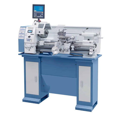 Tornio Bernardo Profi 700 PRO Vario / 230 V con inverter Delta, mandrino in acciaio 3 griffe, visualizzatore digitale 2 assi e torretta rapida.