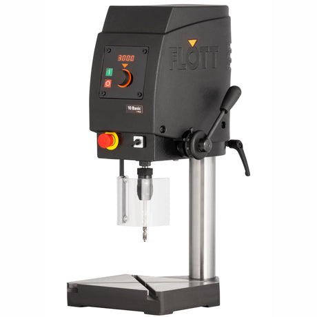 Trapano a colonna Flott TB 10 Basic Plus con regolazione continua della velocità, illuminazione LED e display digitale per uso professionale.