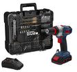 Trapano avvitatore Guede BS 18 con batteria 18V, caricabatterie rapido e set completo da 126 accessori in valigetta rigida con chiusure metalliche.