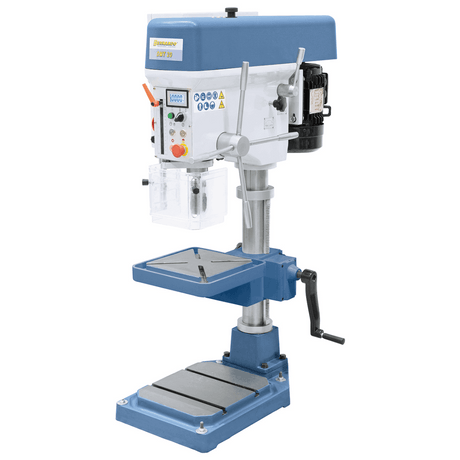 Trapano da banco DMT 20 con mandrino MT2, display digitale, inversione automatica per filettatura e struttura robusta da 192 kg.