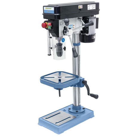 Trapano a colonna Bernardo TB 16 T con mandrino autoserrante e tavola inclinabile, ideale per forature precise fino a 16 mm.