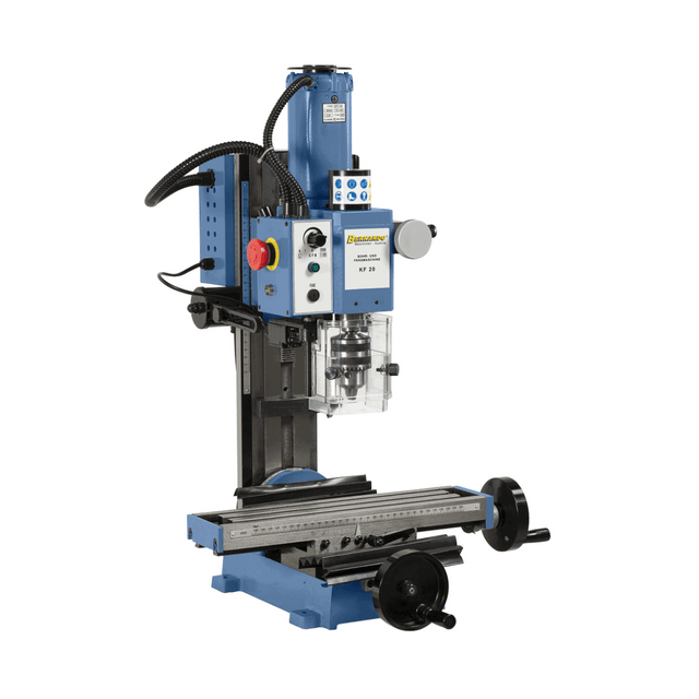 Bernardo KF 20 – Trapano e fresatrice da banco con tavola a croce e testa orientabile, ideale per lavori di precisione.