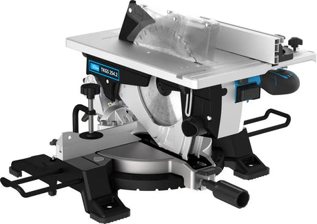 Güde TKGS 254.2 – Troncatrice combinata da banco con laser integrato, lama HM Ø 254 mm e motore da 1800 W, ideale per tagli precisi e sicuri su legno e materiali compositi.