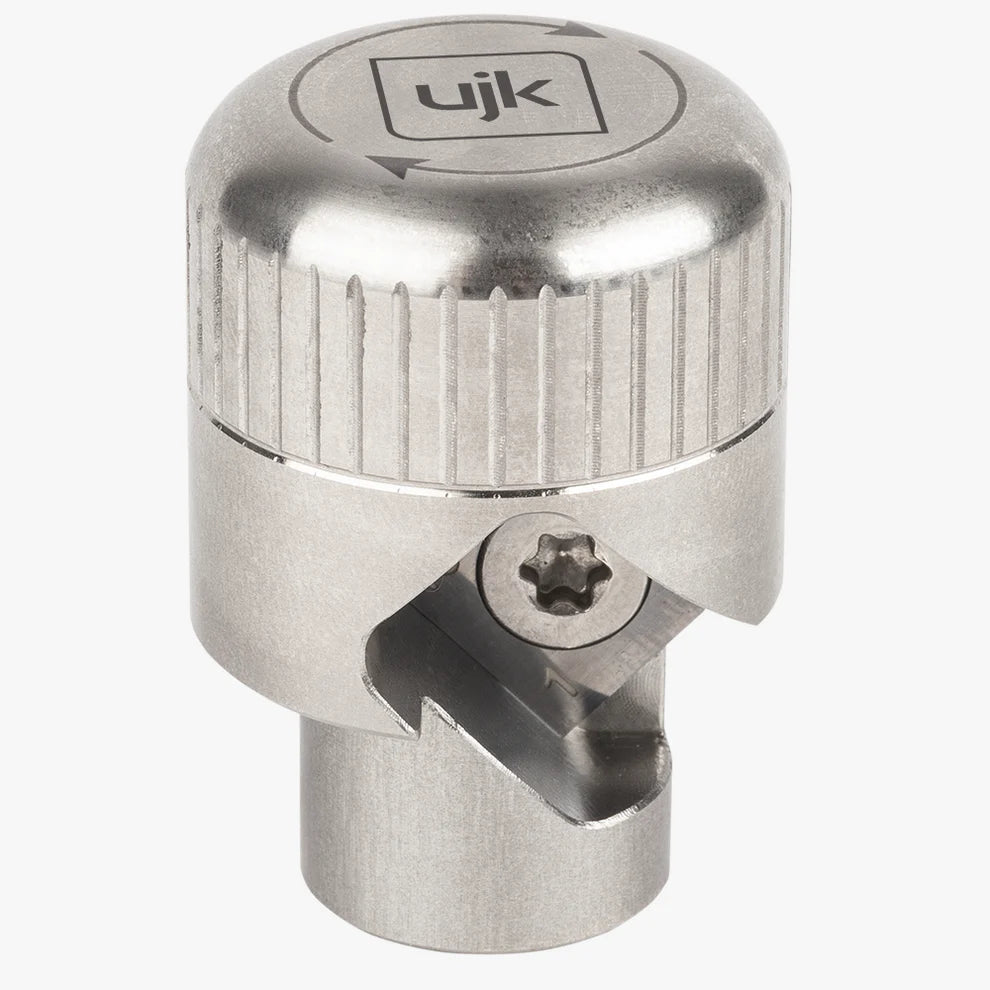 Fresa per smusso fori da 20 mm sistema Parf UJK in acciaio inossidabile con testina zigrinata per presa manuale, fresa in carburo di tungsteno con vite di fissaggio Torx e attacco cilindrico da 10 mm